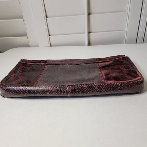 Ted Baker Oxblood Leopard Print Clutch - See Photos, Some Fading But Still Great - Picture 10 of 12